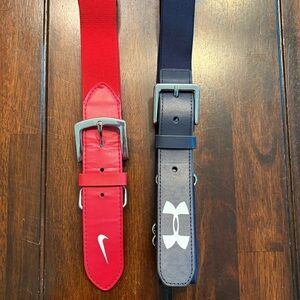 Nike and Under Armour Baseball Belts